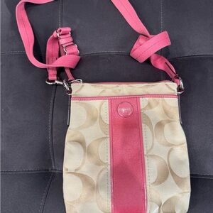 Coach Beige and Pink Crossbody Bag
